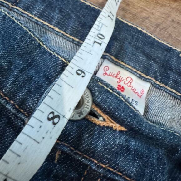 VTG Lucky Brand Y2K Dungarees Bootcut Jeans 10/30 Measures 33x29 Distressed READ - Picture 11 of 12